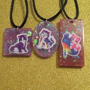 Lisa Frank style handmade resin necklaces